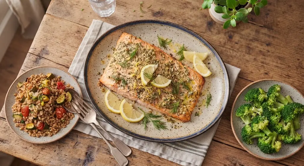 Baked Salmon with Quinoa & Broccoli